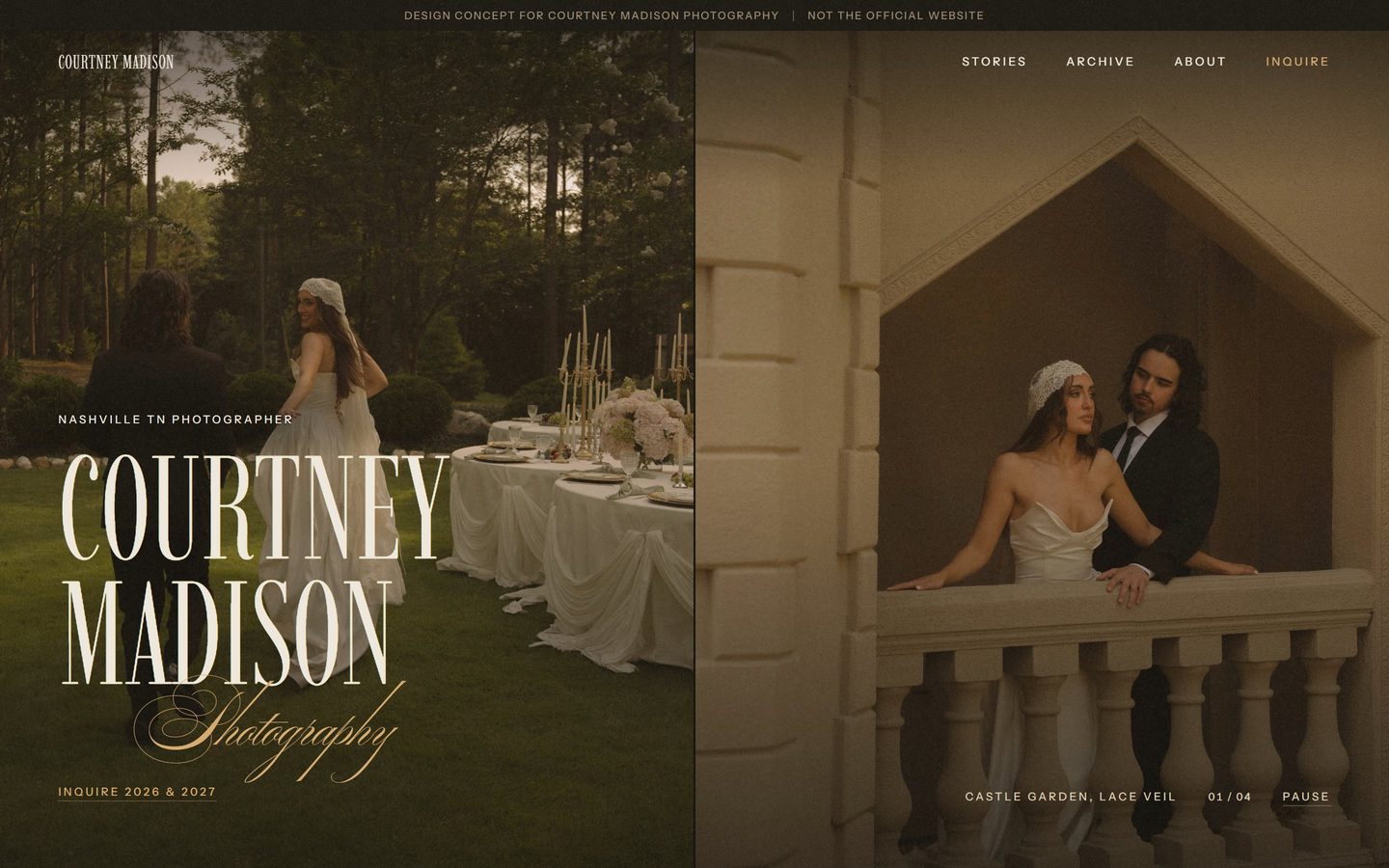 Courtney Madison Photography design concept, home page on a computer