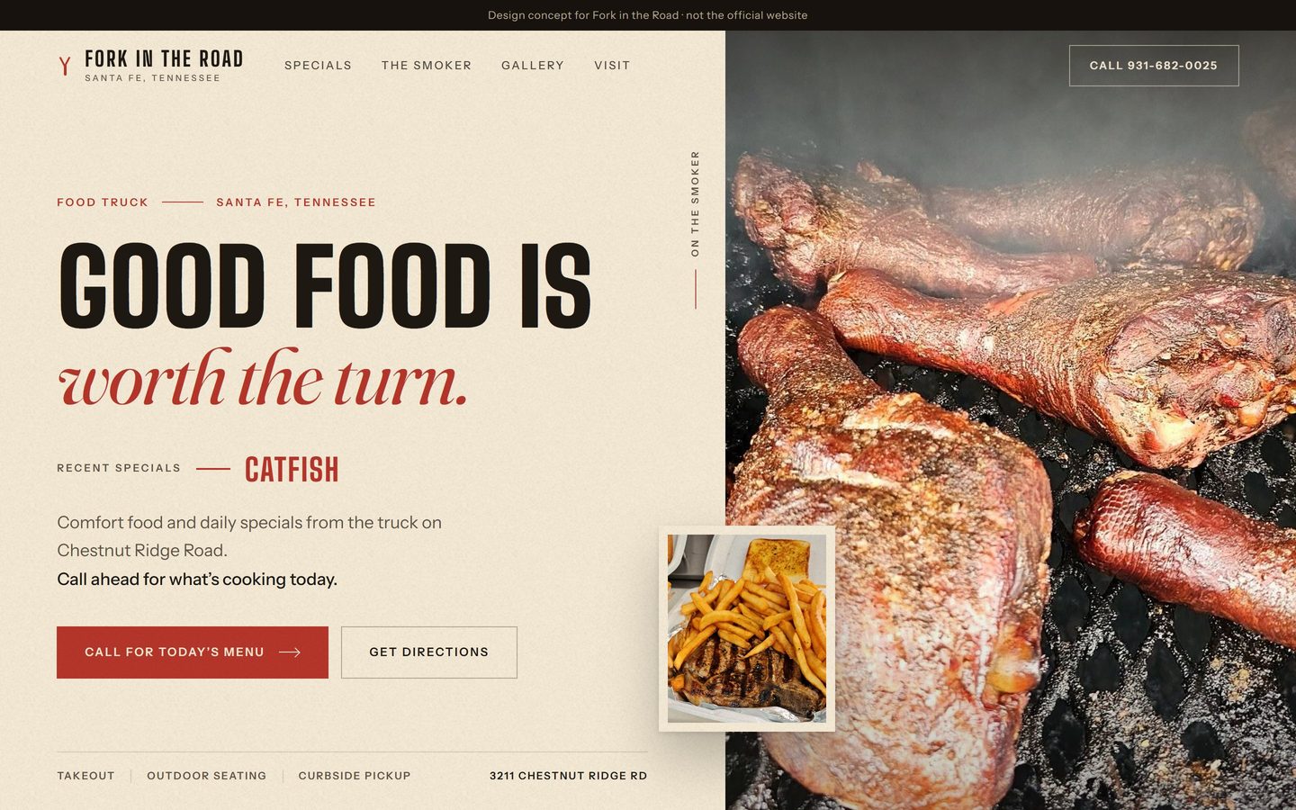 Fork in the Road design concept, home page on a computer