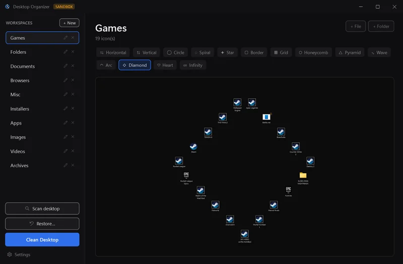 Diamond arrangement