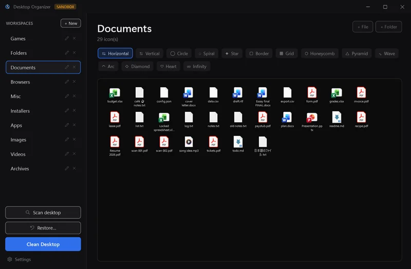 Documents workspace