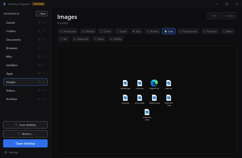 Images workspace
