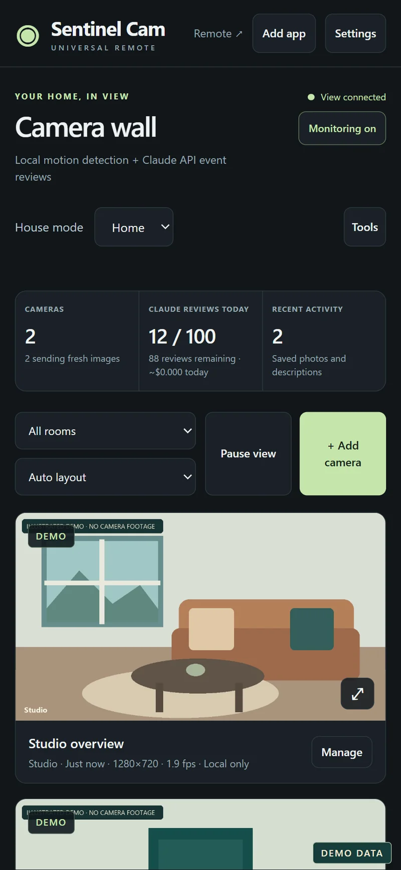 The camera wall on mobile